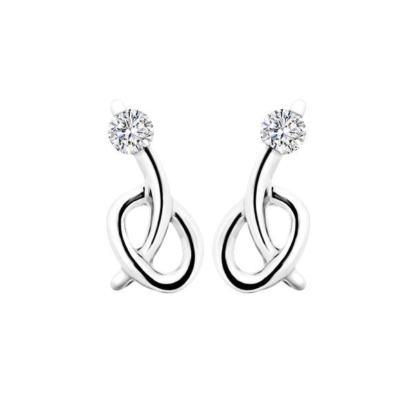 18K/ 750 White Gold Knot Diamond Earrings
