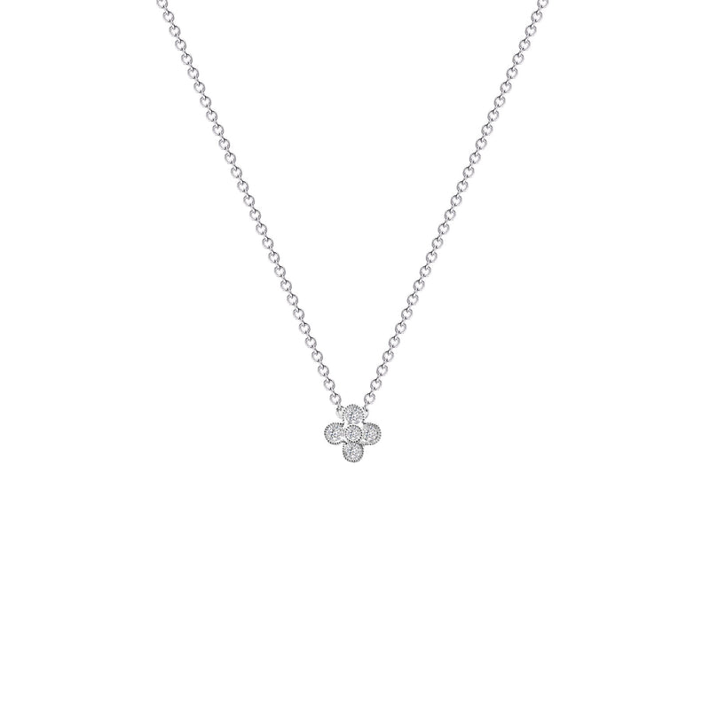 18K/750 White Gold Two Way Clover Onyx Diamond Necklace