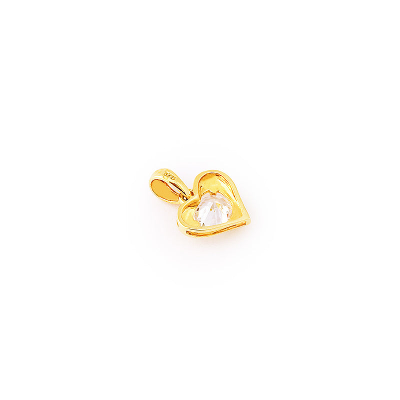 9K (375) Yellow Gold Ladies/ Women Heart Shaped Round Cubic Zirconia Pendant