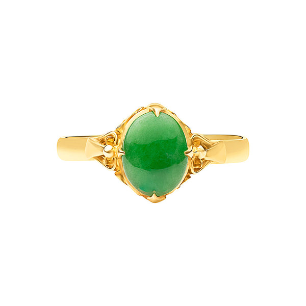 20K/ 835 Yellow Gold Heritage Jade Ring