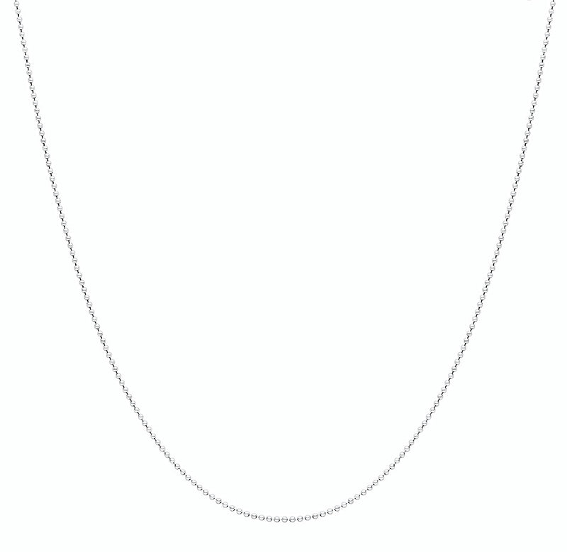 18K/750 White Gold Plain Bead Necklace