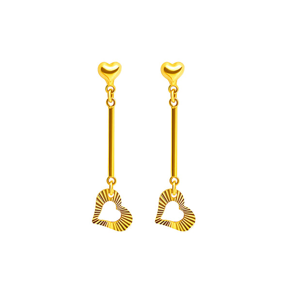 22K/916 Yellow Gold Dazzle Love Dangle Earrings
