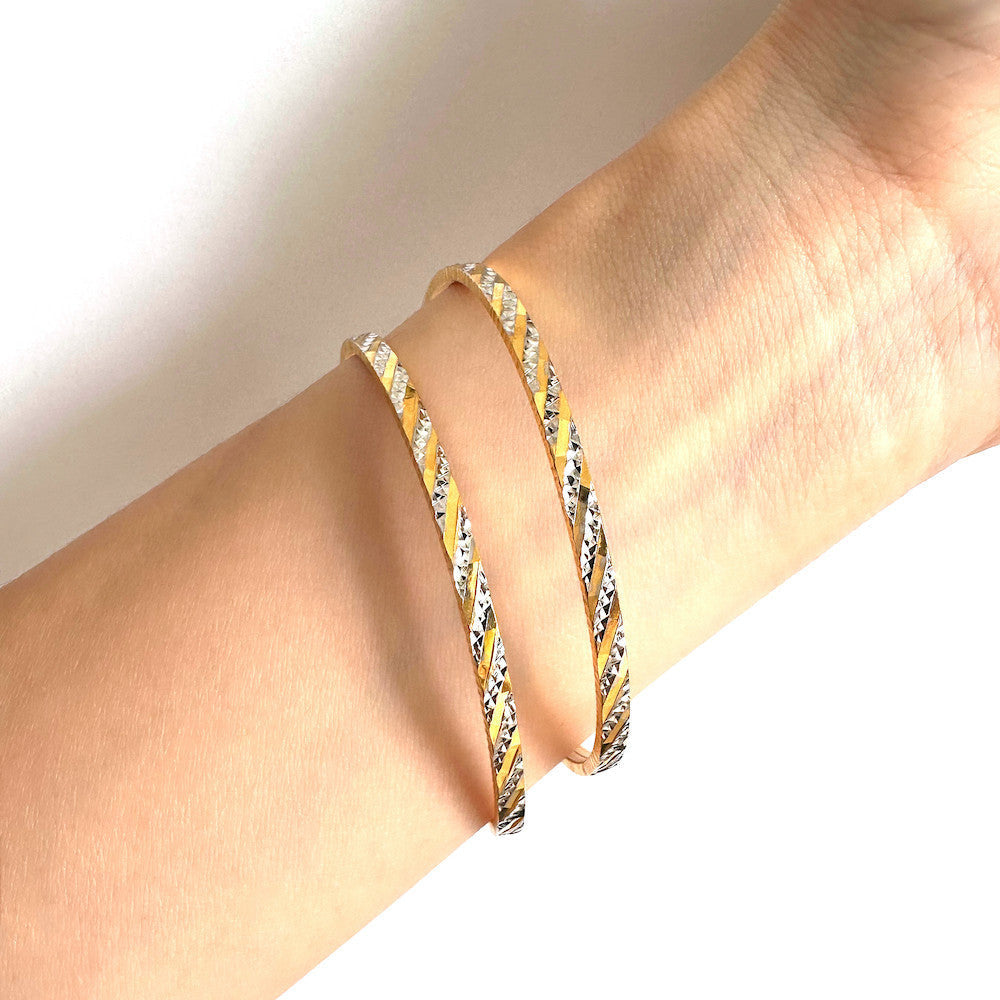22K/916 Yellow Gold Two Tone Sparkle Bangle