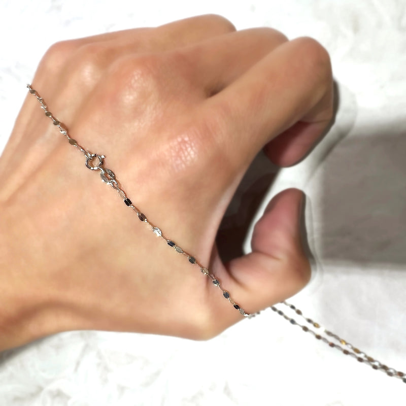 18K/750 White Gold Flat Mirror Necklace