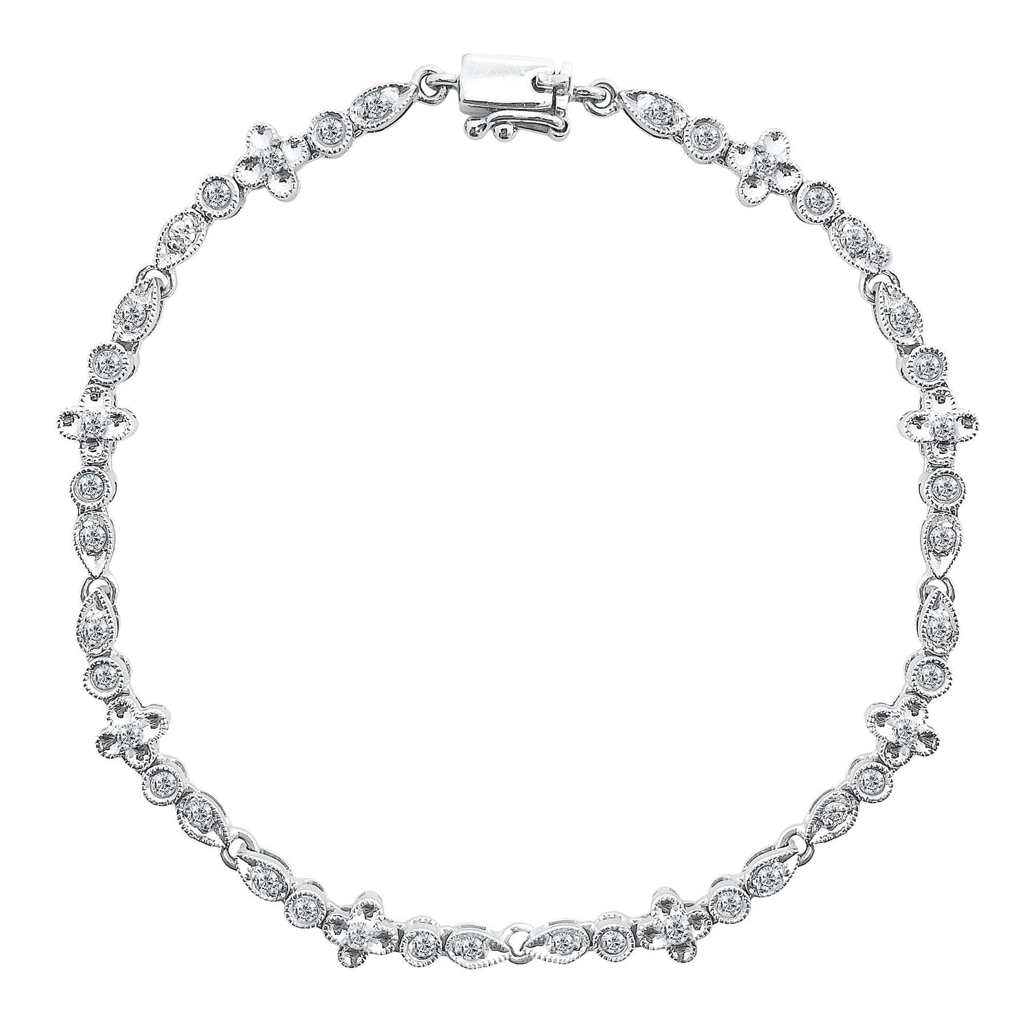 18K/750 White Gold Vintage Style Diamond Bracelet