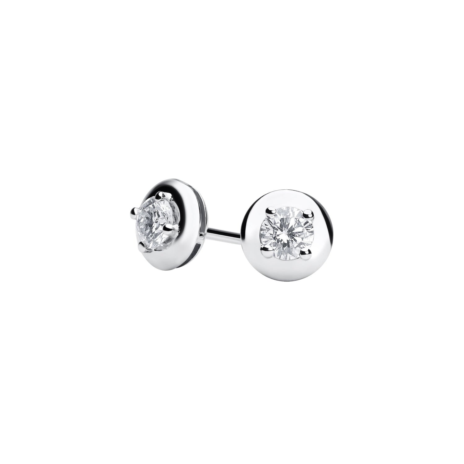 18K/750 White Gold Four Prong Dome Diamond Earrings