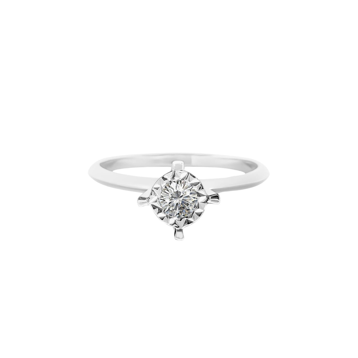 18K/750 White Gold Everyday Wear Solitaire Diamond Ring