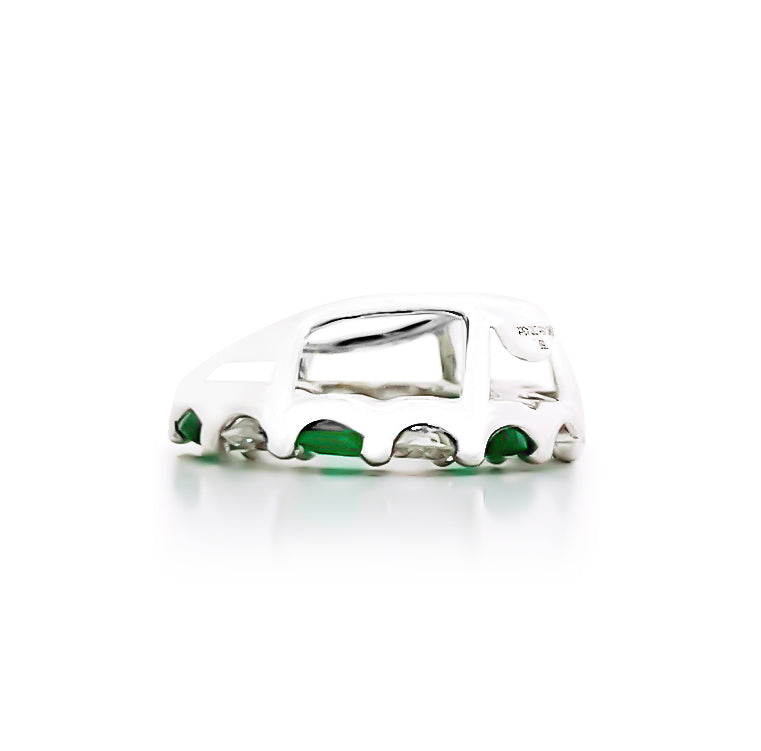 18K (750) White Gold Ladies/ Women Emerald and Diamond Pendant