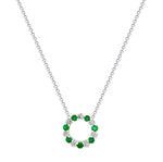 18K (750) White Gold Ladies/ Women Emerald and Diamond Pendant