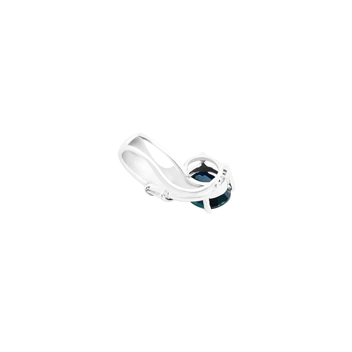 18K/ 750 White Gold Blue Sapphire Diamond Pendant