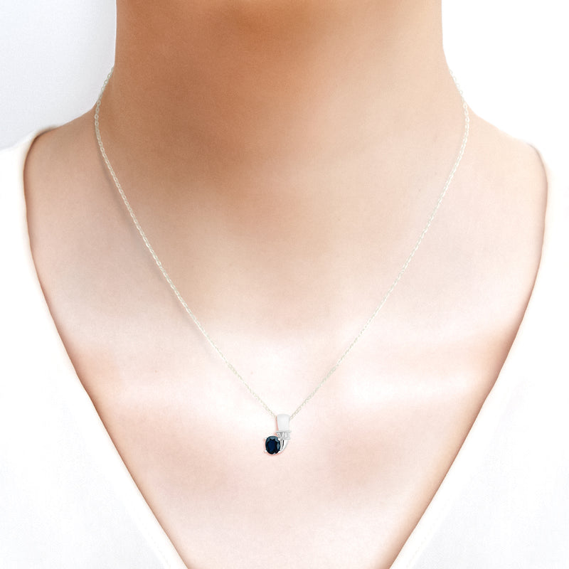 [Clearance] 18K/750 White Gold Blue Sapphire Diamond Pendant