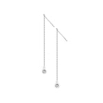 18K/ 750 White Gold Round Diamond Chain Dangle Earrings