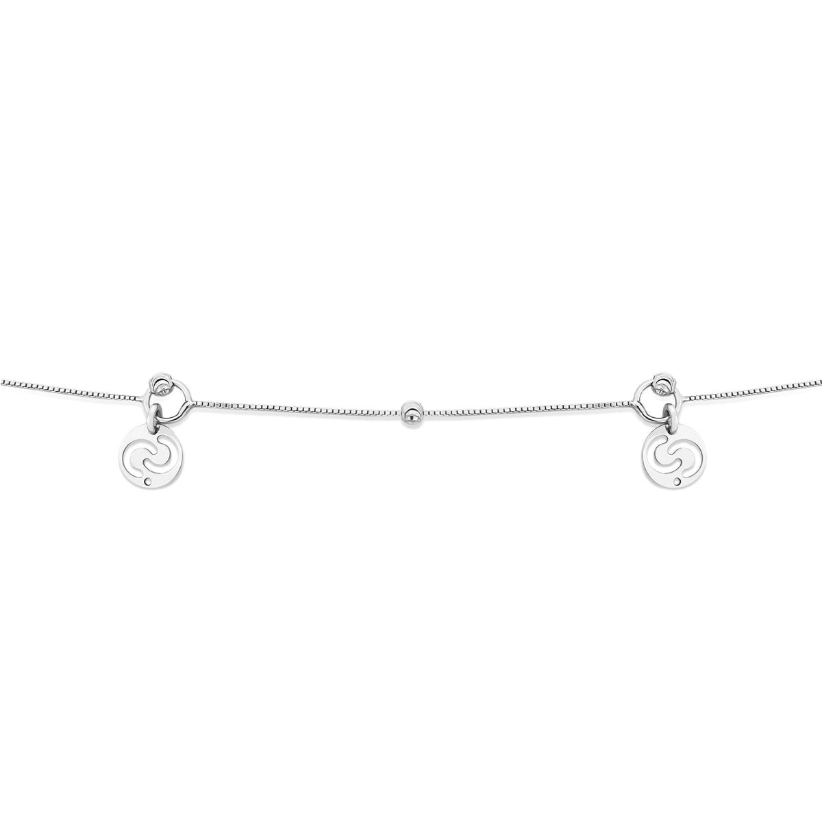 18K (750) White Gold Ladies/ Women Double C Charm Anklet