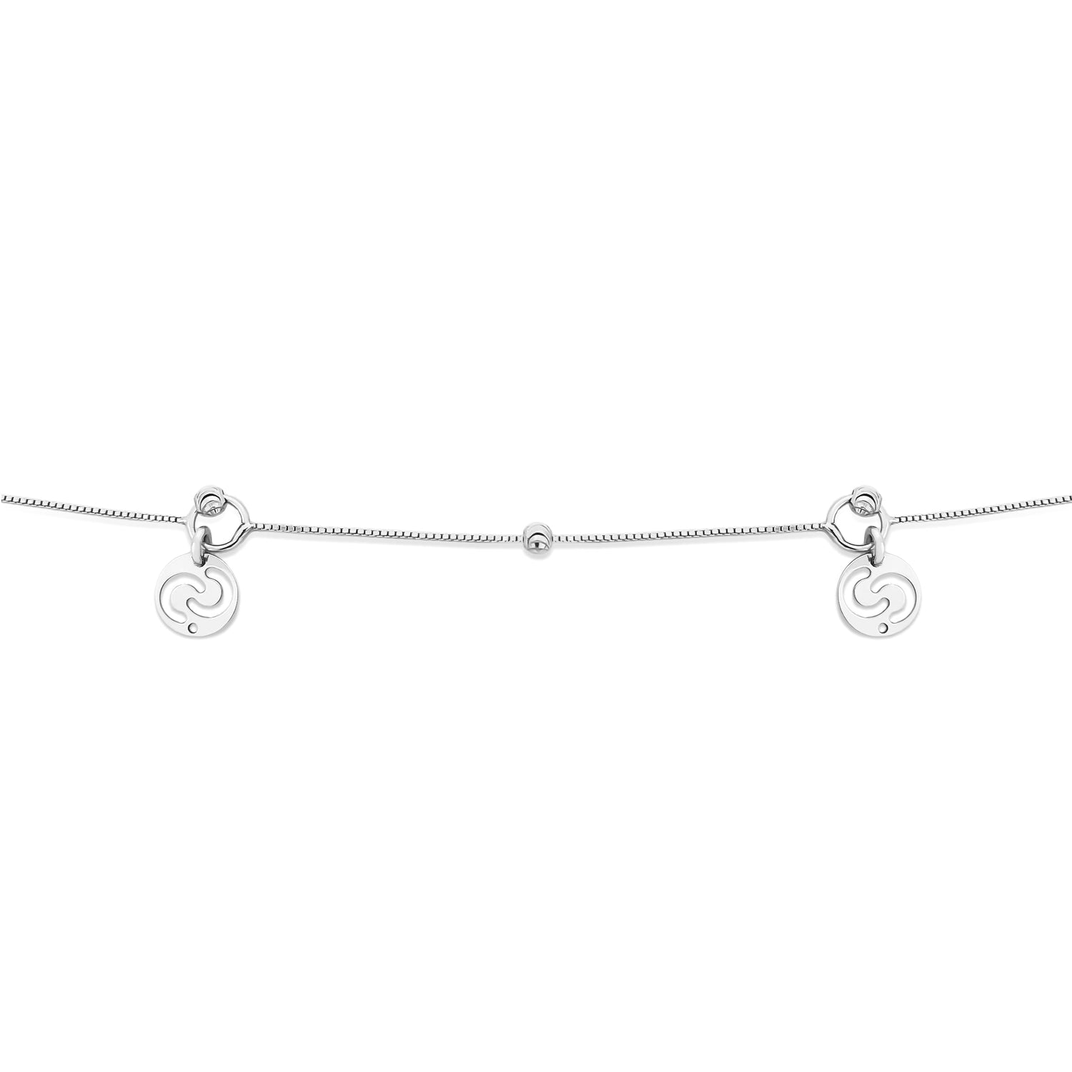 18K (750) White Gold Ladies/ Women Double C Charm Anklet