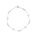 18K (750) White Gold Women/ Ladies Dainty Double L (Love) Machine Cut Beads Bracelet