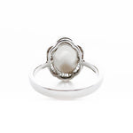 18K (750) White Gold Ladies/ Women Imperial Jade and Diamond Flower Ring