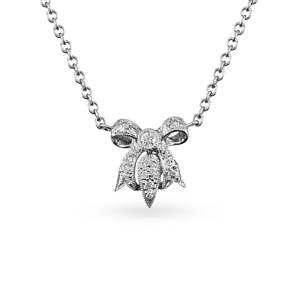 18K (750) White Gold Ladies/ Women Two Way Ribbon Turquoise & Diamond Necklace