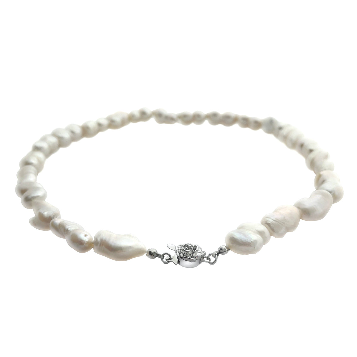 White Natural Baroque Pearl Necklace