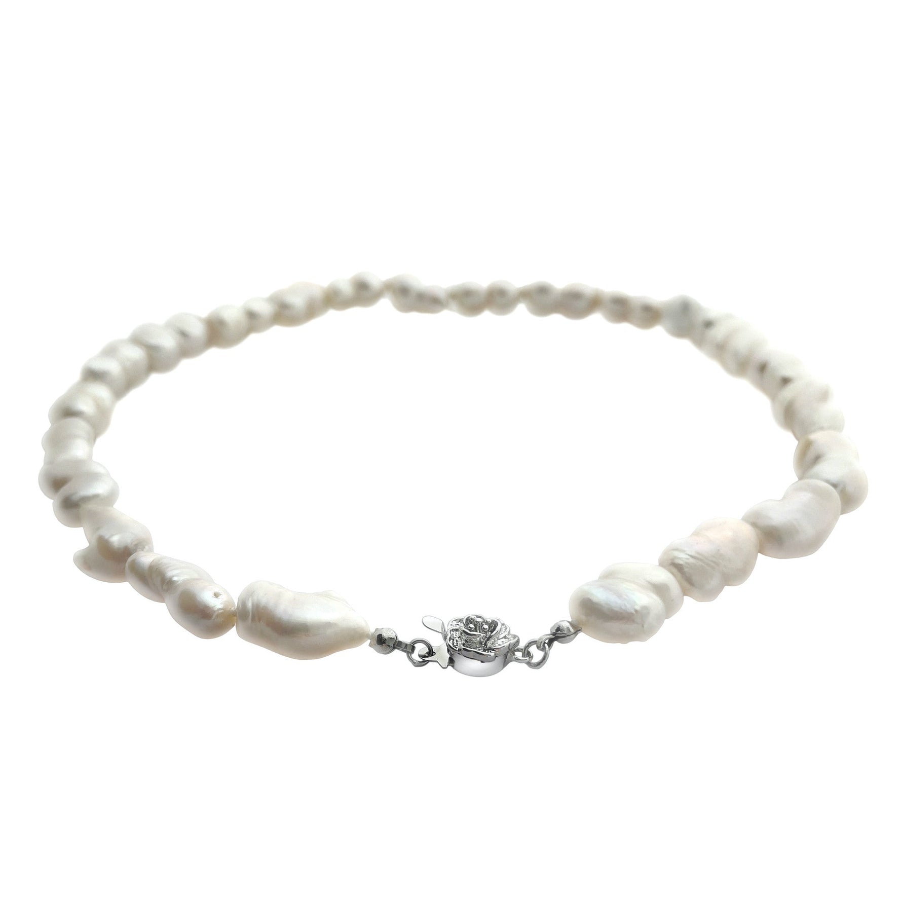 White Natural Baroque Pearl Necklace