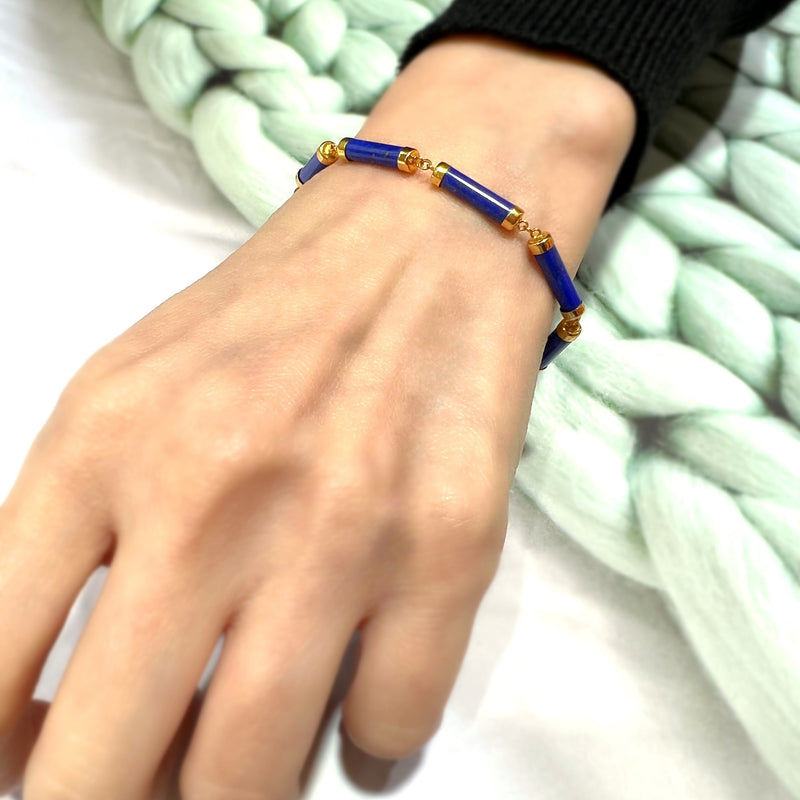 9K/375 Gold Lapis Lazuli Link Bracelet