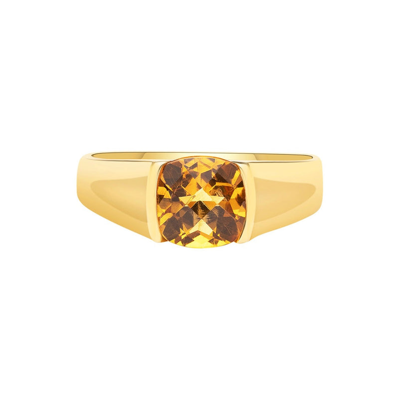 18K/750 Yellow Gold Pure Cushion Citrine Ring