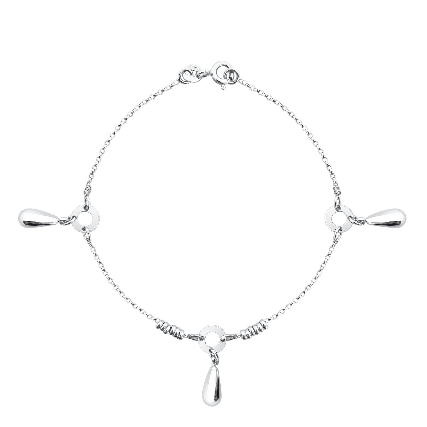 [Clearance] 18K/750 White Gold Tear Drop Beads Chain Bracelet