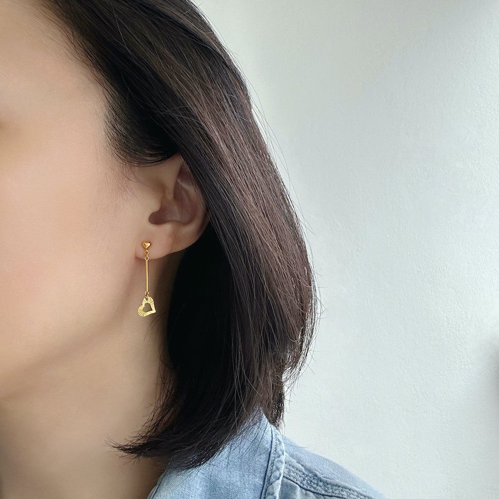 22K/916 Yellow Gold Dazzle Love Dangle Earrings