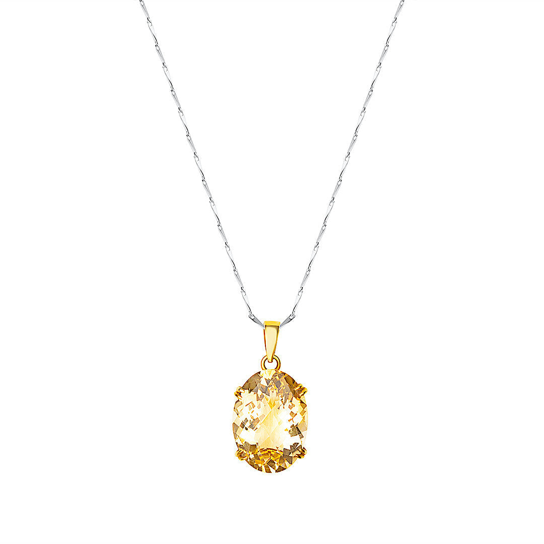 9K/375 Yellow Gold Classic Oval Yellow Topaz Pendant