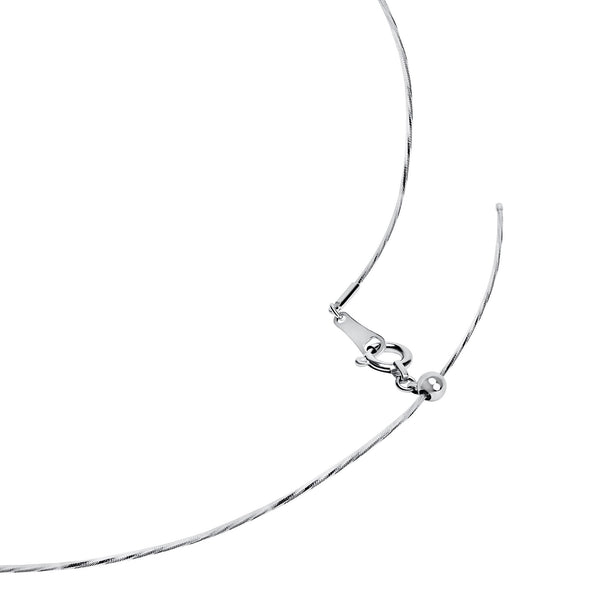 18K/ 750 White Gold Wave Diamond Cut Snake Omega Necklace