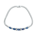 18K/ 750 White Gold Blue Sapphire Diamond Bracelet