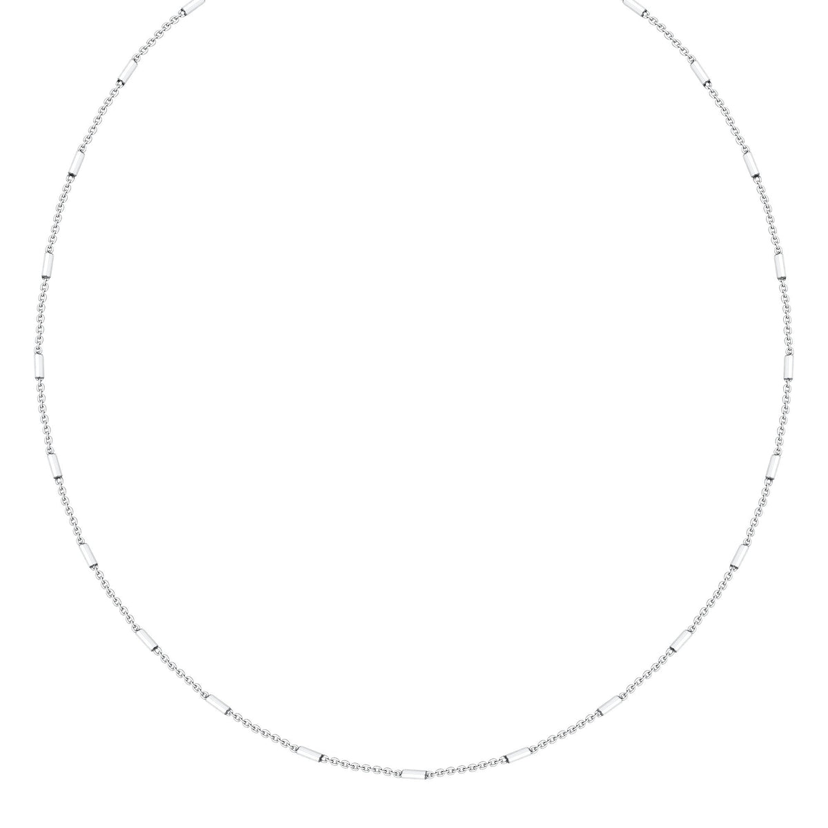 18K/ 750 White Gold Bar Link Necklace