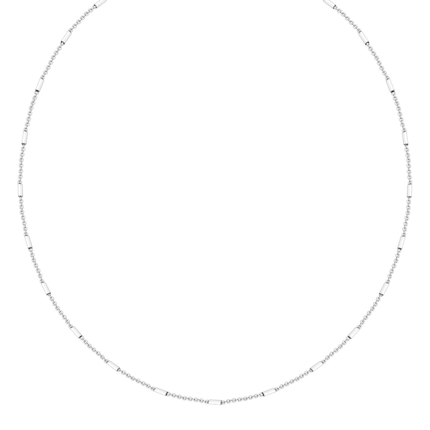 18K/ 750 White Gold Bar Link Necklace