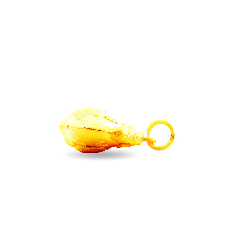 24K (999) Yellow Gold Heart Shaped Longevity and Prosperous Mouse Pendant