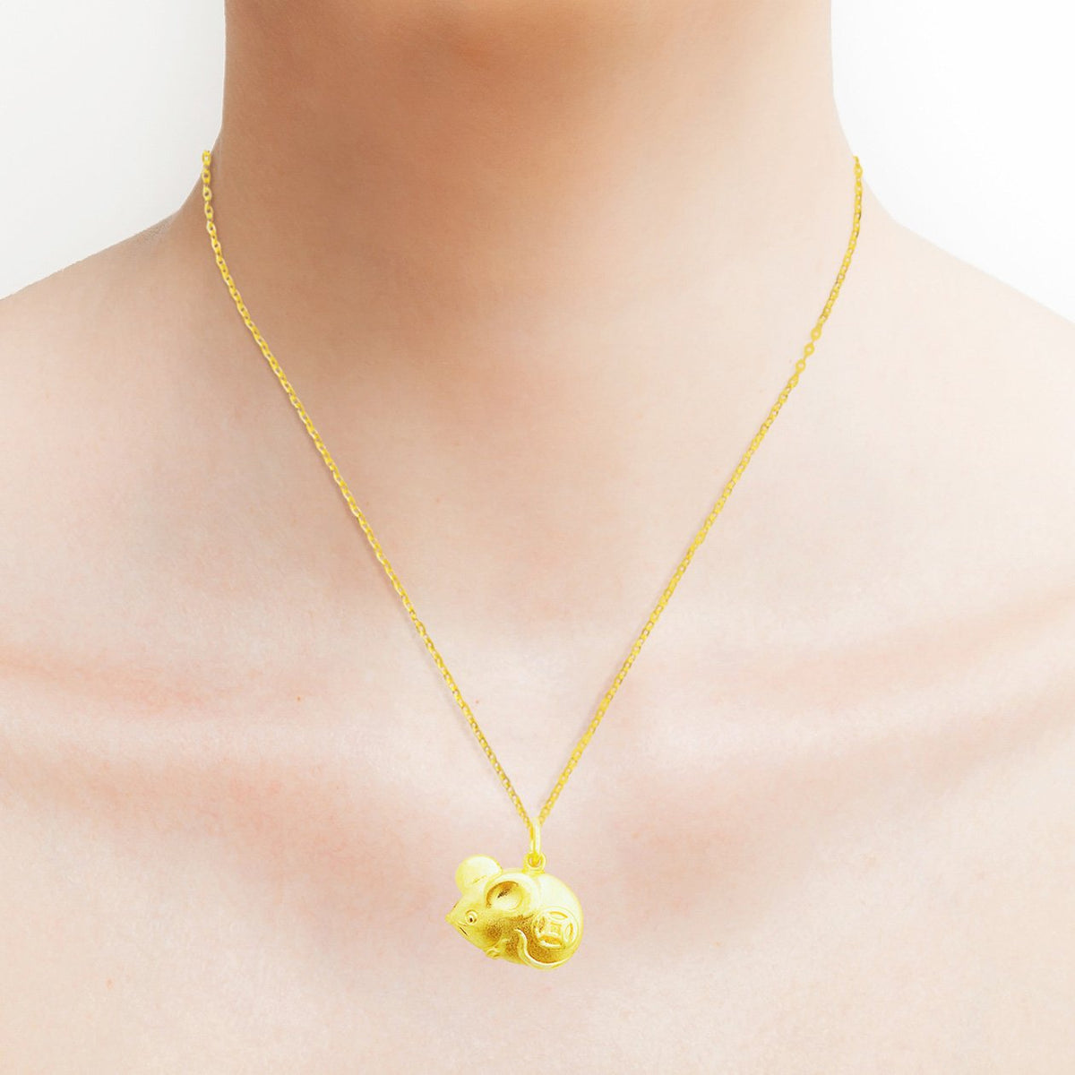 24K (999) Yellow Gold Prosperity and Auspicious Rat Pendant