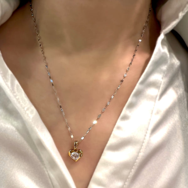 FAR EAST 18K/750 White Gold Flat Mirror Necklace