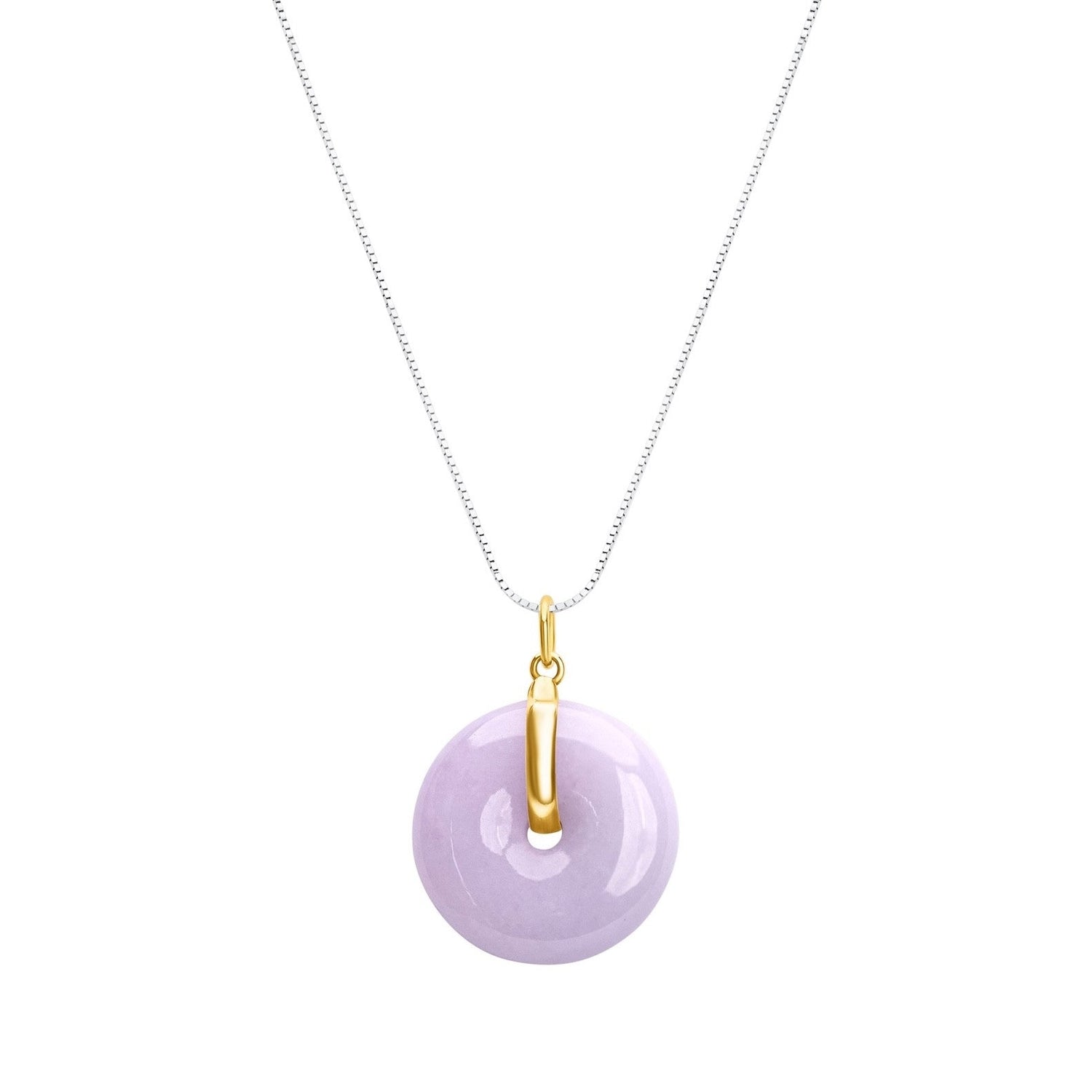 9K/375 Gold Full Circle Purple Jade Pendant
