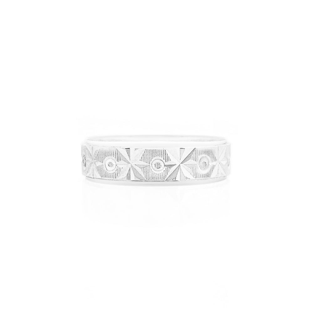 9K/ 375 White Gold Unisex Star Ring