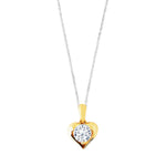 9K (375) Yellow Gold Ladies/ Women Heart Shaped Round Cubic Zirconia Pendant