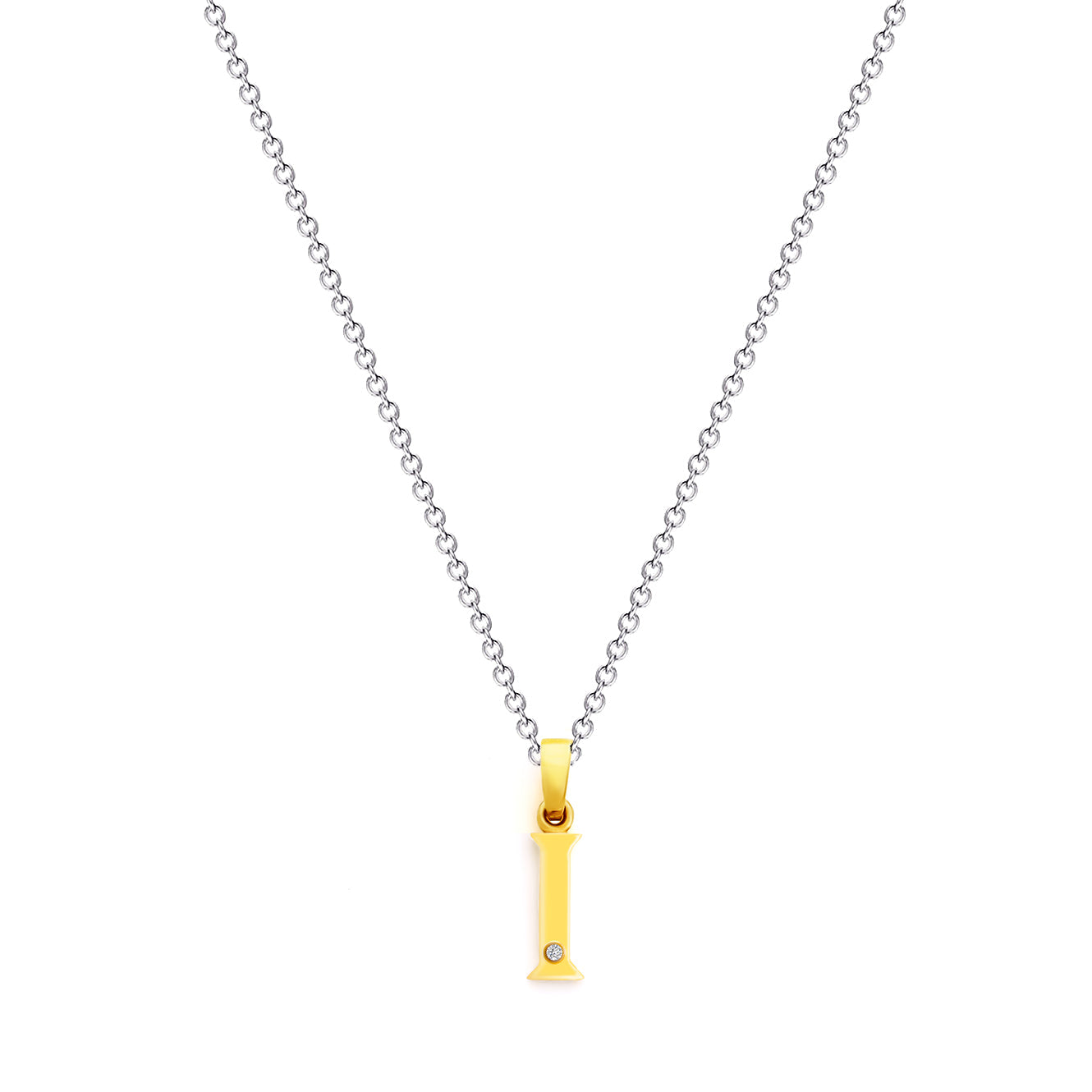 9K (375) Yellow Gold Ladies/ Women Letter I Diamond Pendant