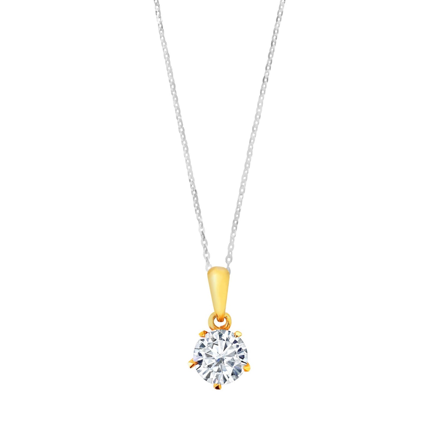 9K (375) Yellow Gold Ladies/ Women Round Cubic Zirconia Pendant