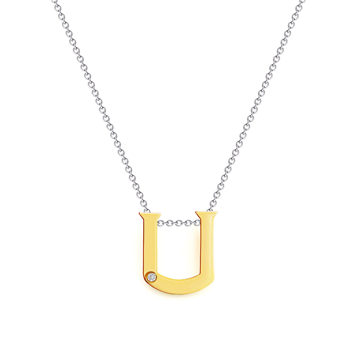 9K (375) Yellow Gold Ladies/ Women Letter U Diamond Pendant