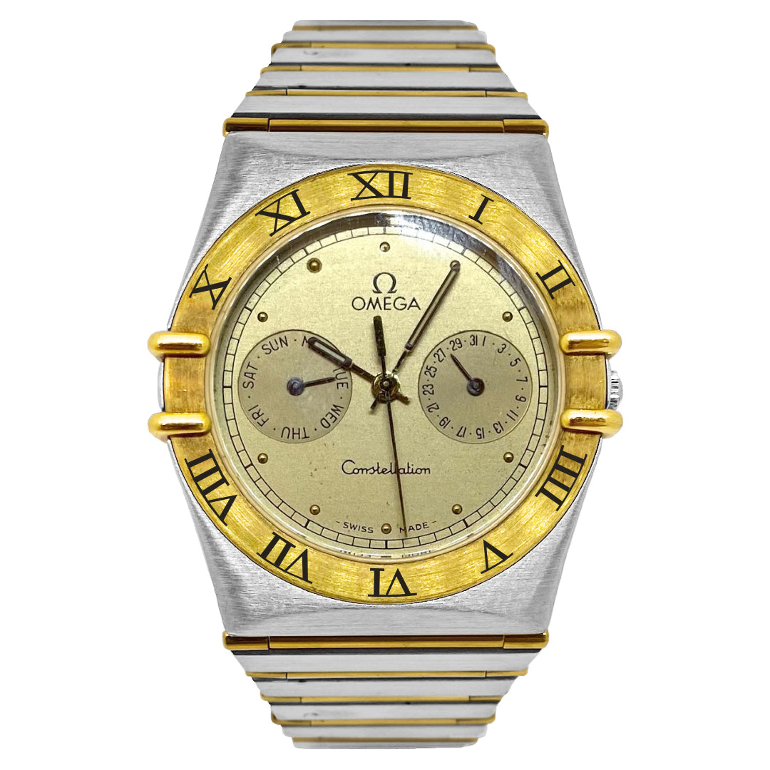 Pre-Owned Omega Constellation Manhattan Day Date Half Gold Watch
