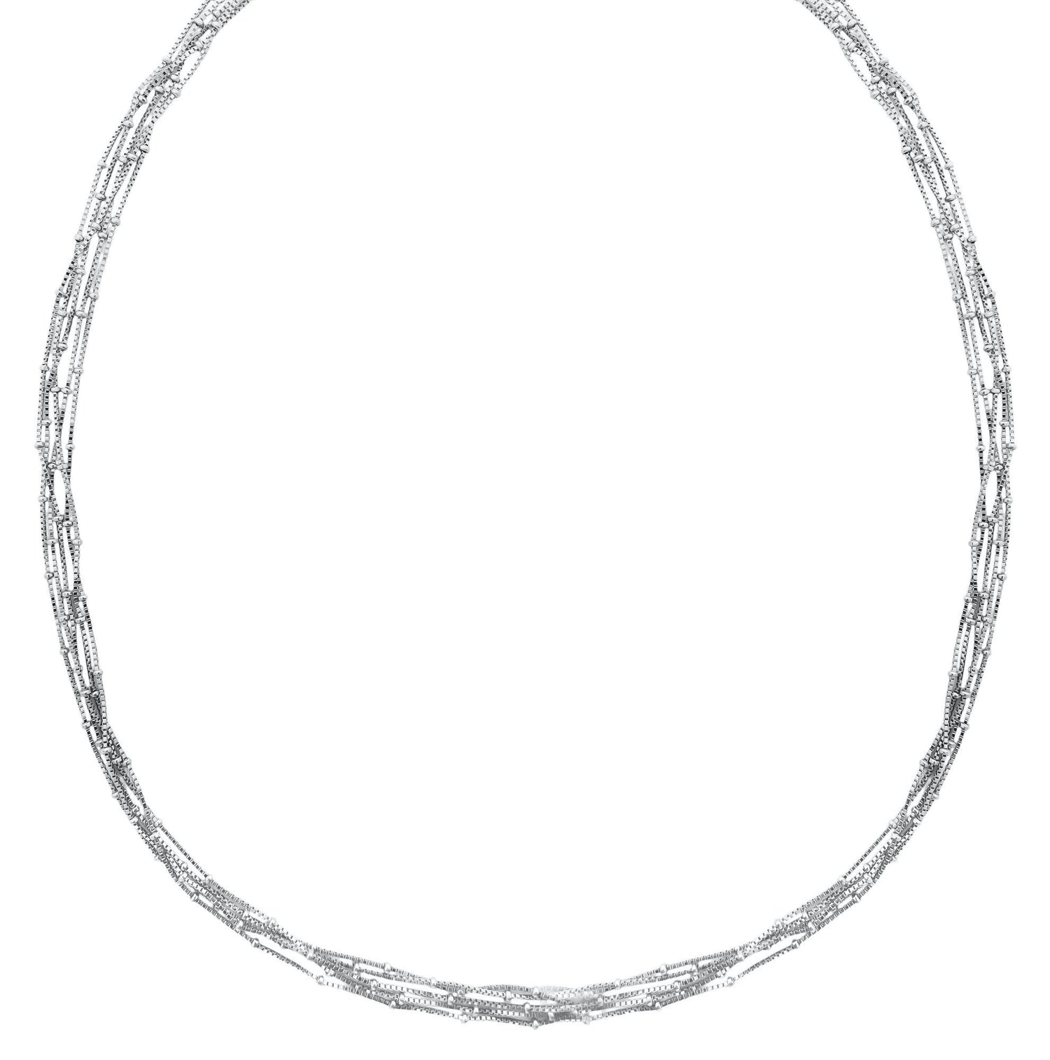18K/750 White Gold Multi Layer Box Necklace