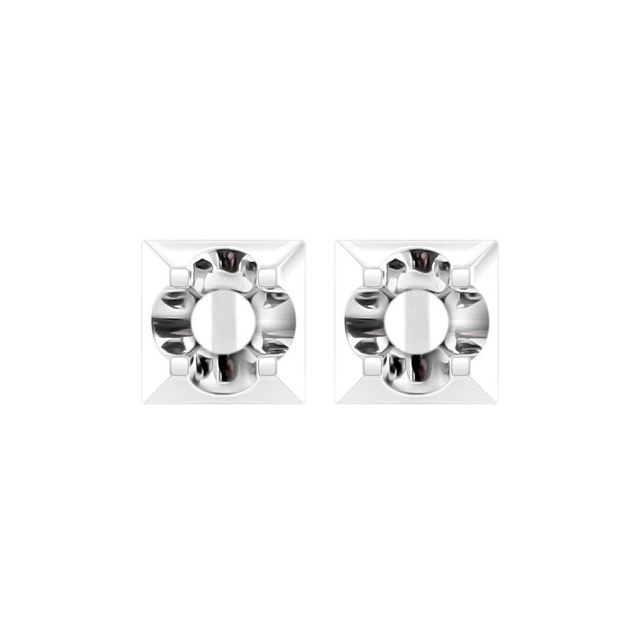 White Gold Square Earrings Settings +-4mm