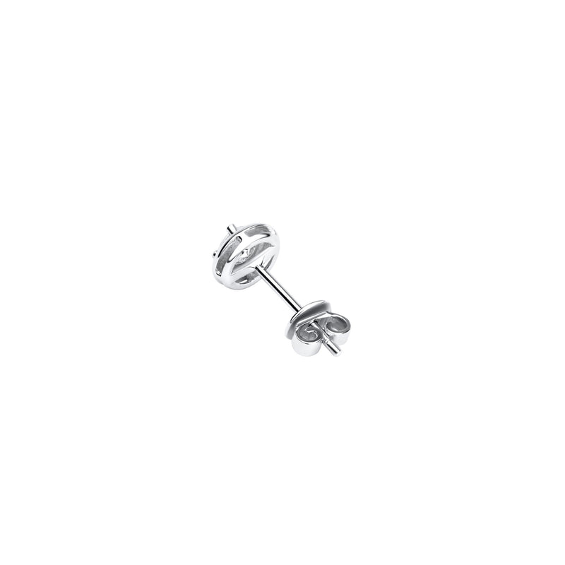 18K/750 White Gold Four Prong Dome Diamond Earrings