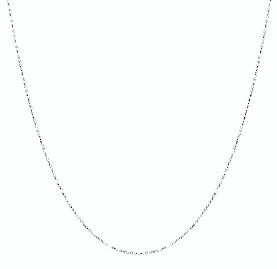 18K/750 White Gold Plain Bead Necklace