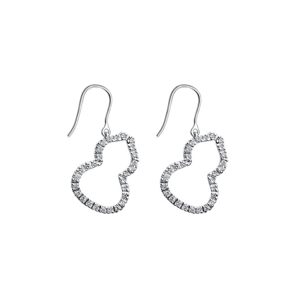 18K/750 White Gold Gourd Diamond Dangle Earrings