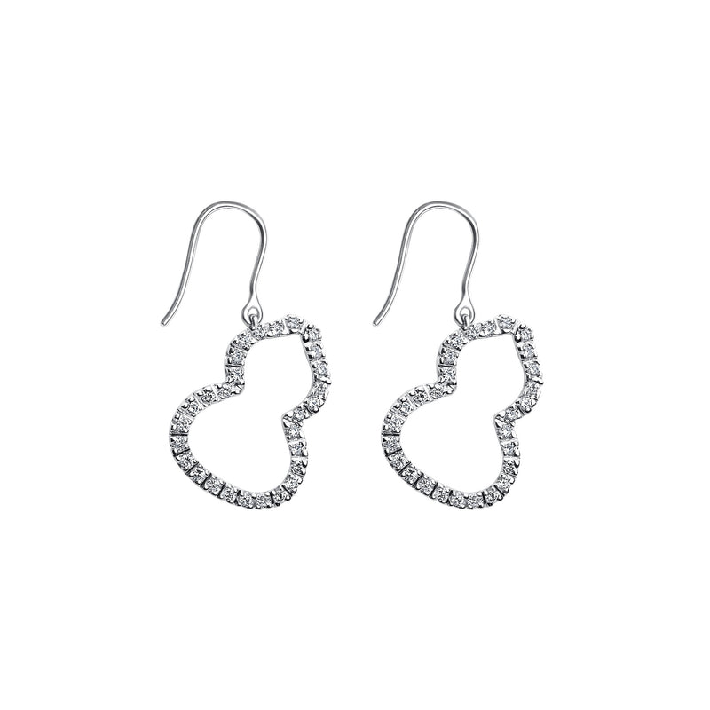 18K/750 White Gold Gourd Diamond Dangle Earrings