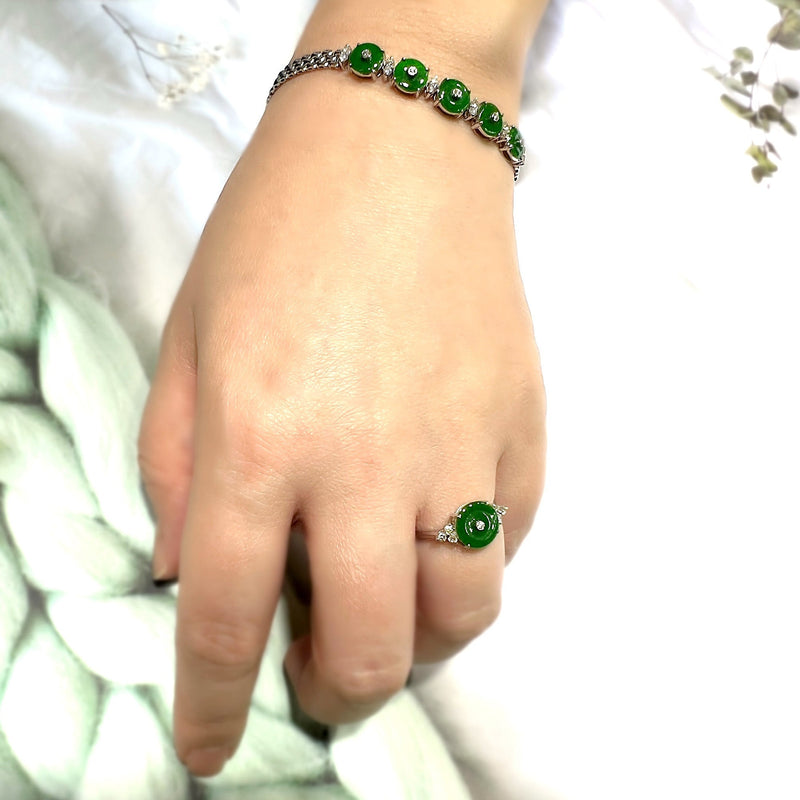 18K/750 White Gold Eternal Jade Diamond Ring