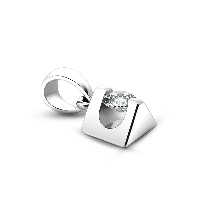 18K/750 White Gold Everyday Wear Solitaire Diamond Pendant